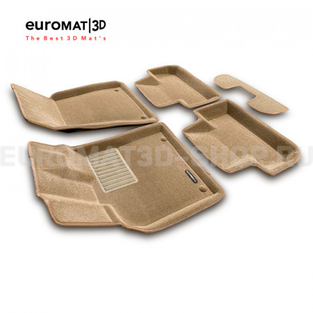 Текстильные 3D коврики Euromat3D Business в салон для Audi Q5 (2008-2016) № EMC3D-001104T Бежевые