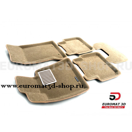 Текстильные 3D коврики Euromat3D Lux в салон для Genesis G80 (2014-) № EM3D-002705T Бежевые