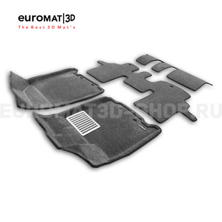 Текстильные 3D коврики Euromat3D Lux в салон для Nissan Pathfinder (R52) (2014-) № EM3D-003723G Серые