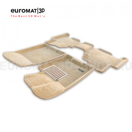 Текстильные 3D коврики Euromat3D Lux в салон для Kia Mohave (2021-) № EM3D-002906T Бежевые