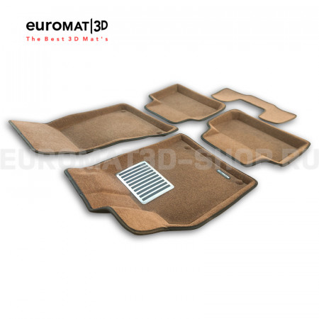 Текстильные 3D коврики Euromat3D Lux в салон для Porsche Macan (2014-) № EM3D-004103R Коричневые