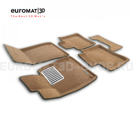 Текстильные 3D коврики Euromat3D Lux в салон для Mercedes S-Class (W222) (2013-2020) № EM3D-003515R Коричневые